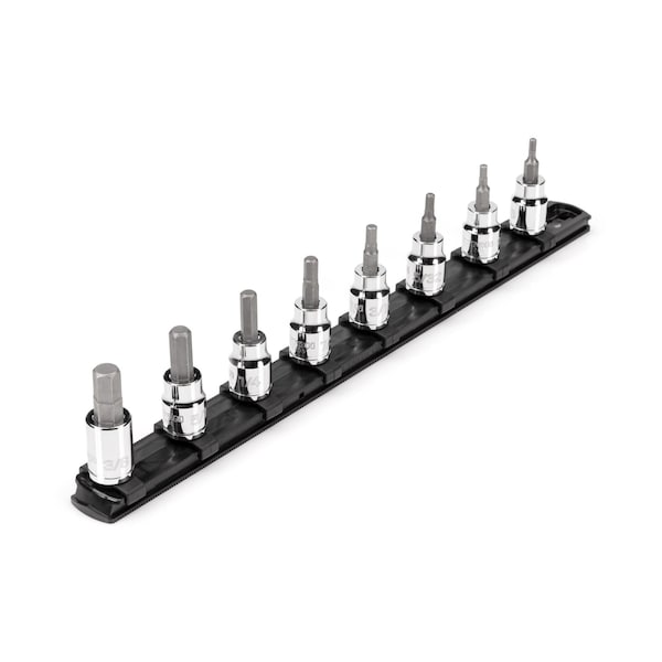 3/8 in Drive Hex Bit Socket Set with Rail, 8-Piece (1/8-3/8 in)